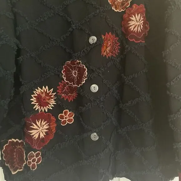 Fashion Bug Floral Embroidered Beaded Jacket 18 20 Boxy 90s Blazer Grunge - Picture 9 of 11